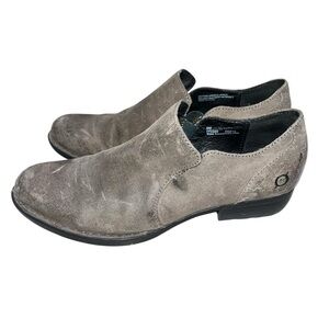 Born Taupe Gray Distressed Leather Burnished Lovise Booties Boots Shoes size 8